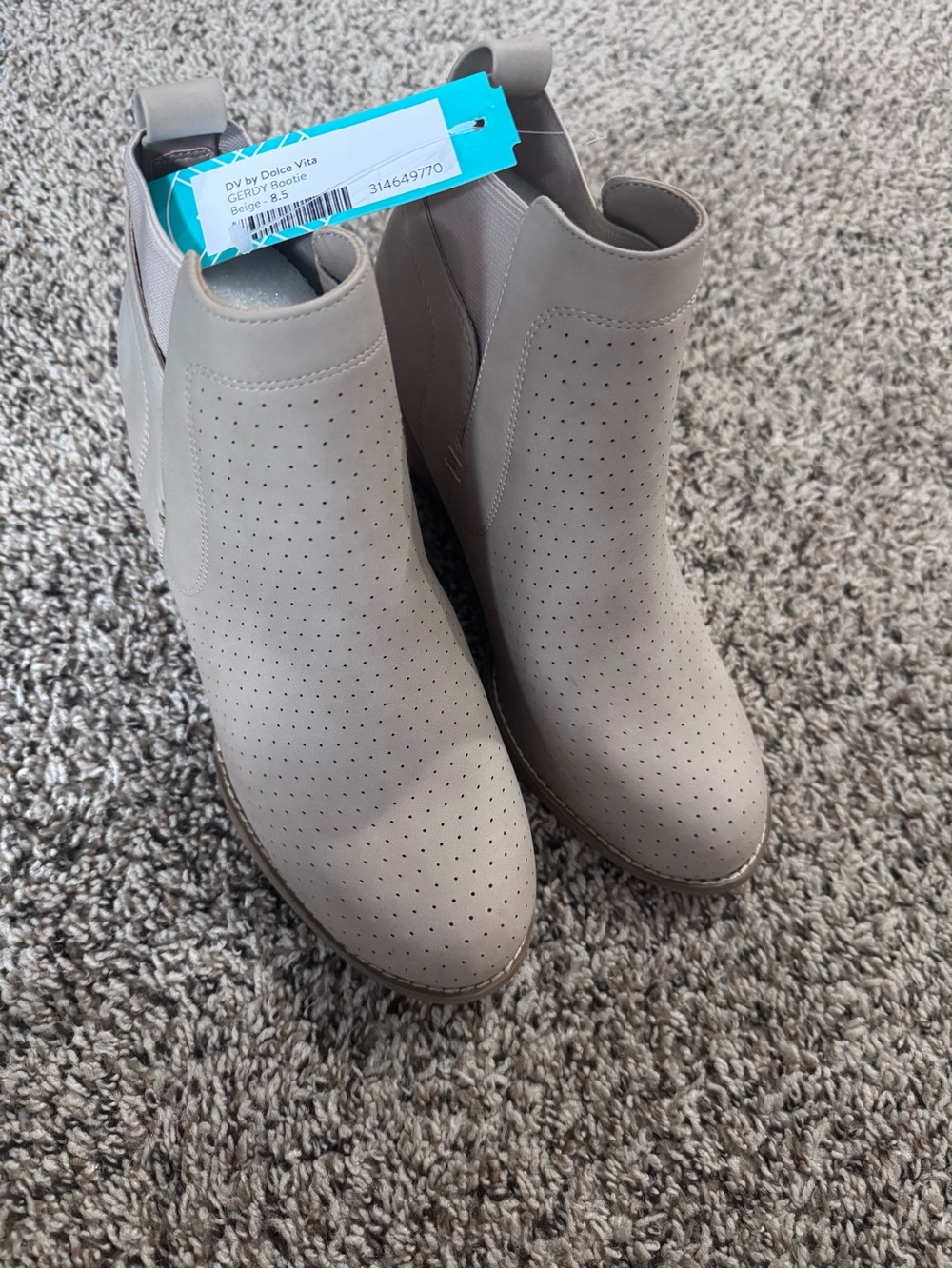 DV by Dolce Vita Taupe Perforated Chelsea Booties